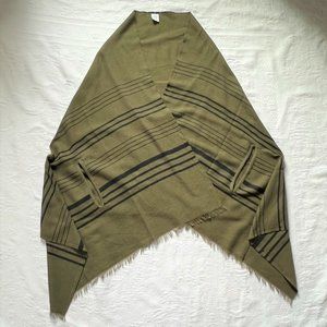 J. Crew Striped cape-scarf with arm openings in Frosty Olive with Navy stripes